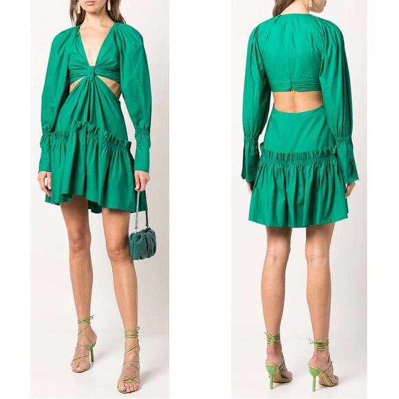 A.L.C. Dresses & Skirts - A.L.C. Alexia Cutout Cotton Poplin Tiered Viridian Green Mini Dress Size 6